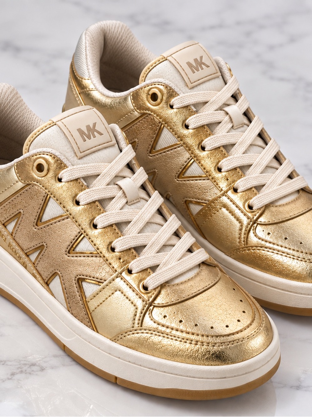 Michael Kors Gold Metallic Low-Top Sneakers